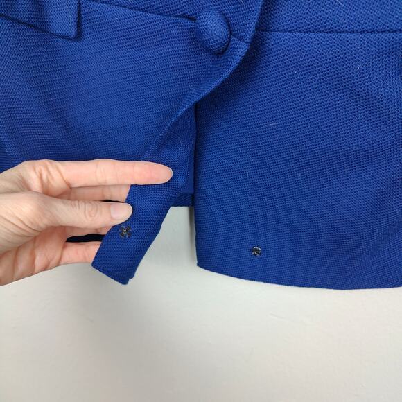 Vintage Hockanum Petit-Point Jacket Womens 6 Royal Blue Mink Collar Jack Bloom - Picture 5 of 10